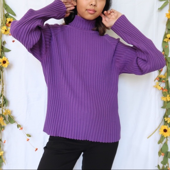 Bloomingdales Purple Turtleneck Sweater Size XL - Picture 2 of 4